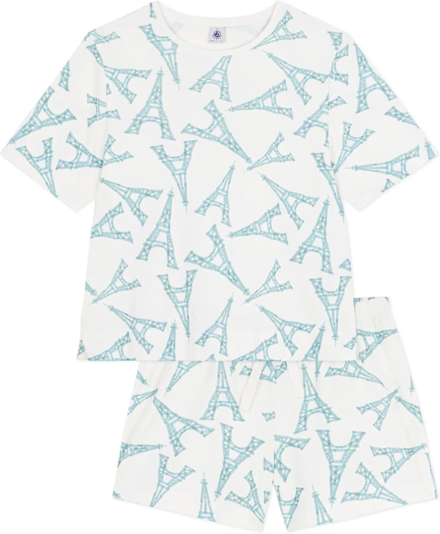 Petit Bateau Pyjama Short Tour Eiffel Blanc XS