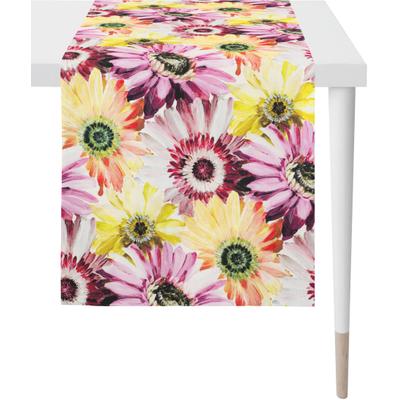 Tischläufer APELT "1700 Summergarden, Sommerdeko, Sommer", bunt (gelb, apricot, pink), B:48cm L:140cm, Baumwolle, Tischdecken, Digitaldruck