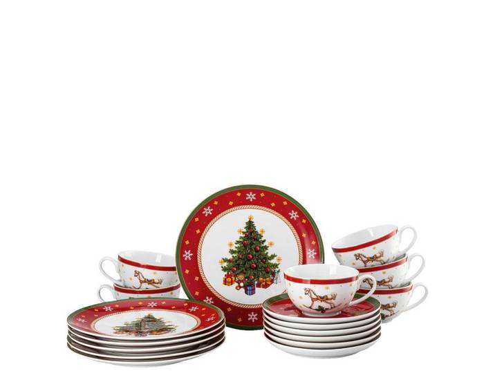 Hutschenreuther Kaffeeset Happy Wintertime - Happy Wintertime, Mehrfarbig, Keramik, 18-teilig, Weihnachten, 260 ml,260 ml, Essen & Trinken, Geschirr, Geschirr-Sets, Kaffeeservice