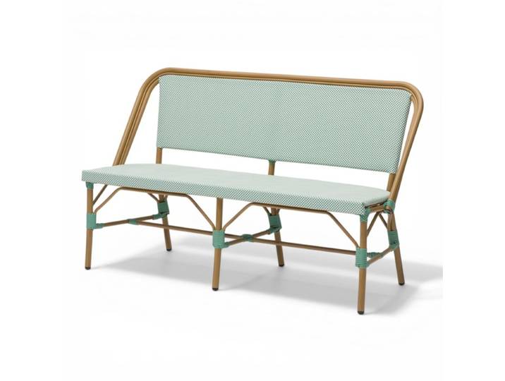 Banquette de terrasse MONTAIGNE - Textilène Vert clair et blanc