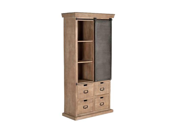 Vitrinenschrank „Tyson“ im Industial Design Mangoholz Natural, Schwarz 180 x 90 x 40 cm Giner & Colomer