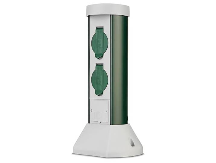 REV Ritter GreenCraft 2-voudig stopcontact buiten stekkerdoos tuincontactdoos 2 spatwaterdichte geaarde contactdozen grijs-groen