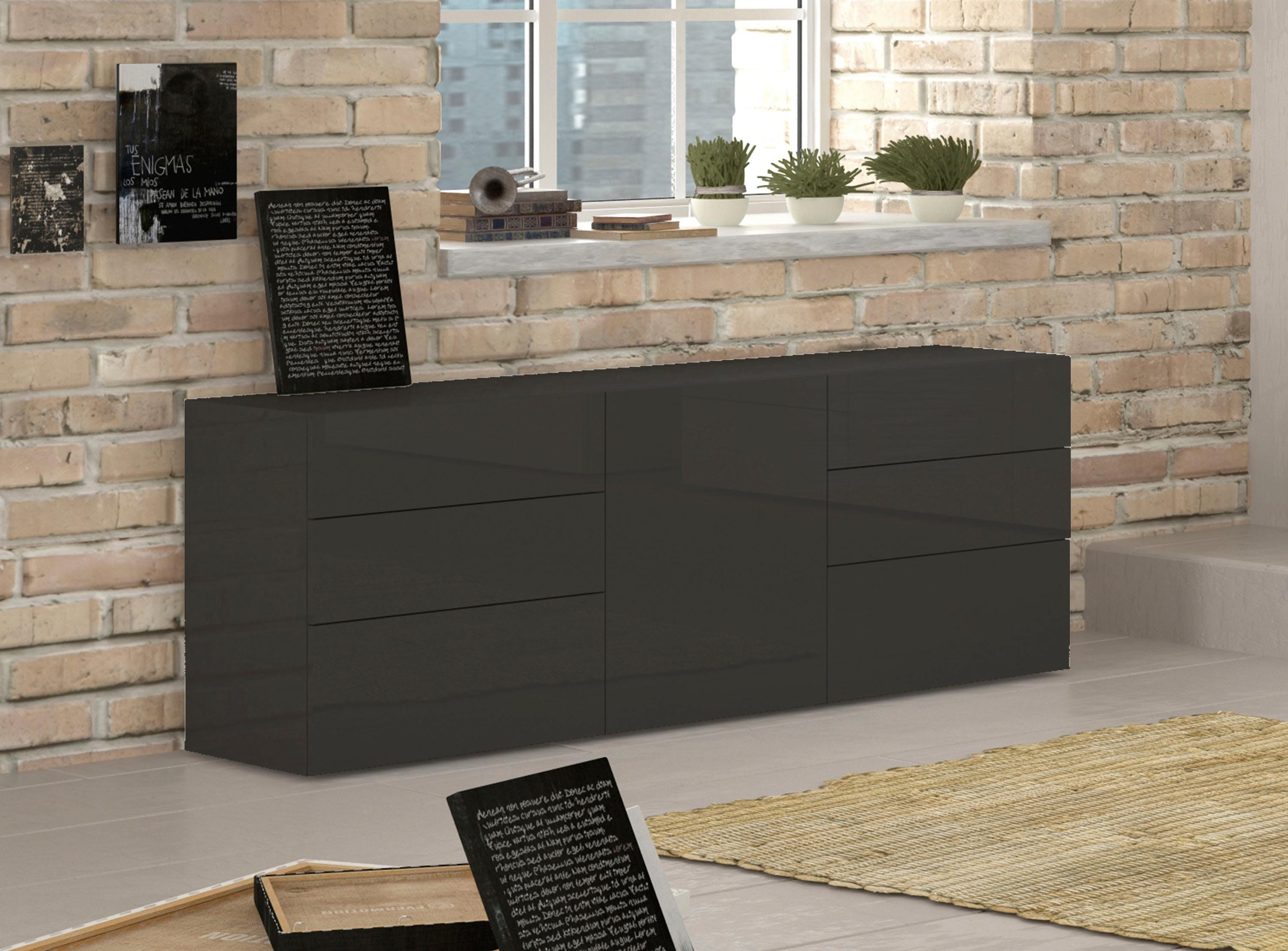 Sideboard HOME AFFAIRE "Metis", grau (anthrazit hochglanz), B:170cm H:60cm T:40cm, Sideboards, Sideboard, Breite 170 cm