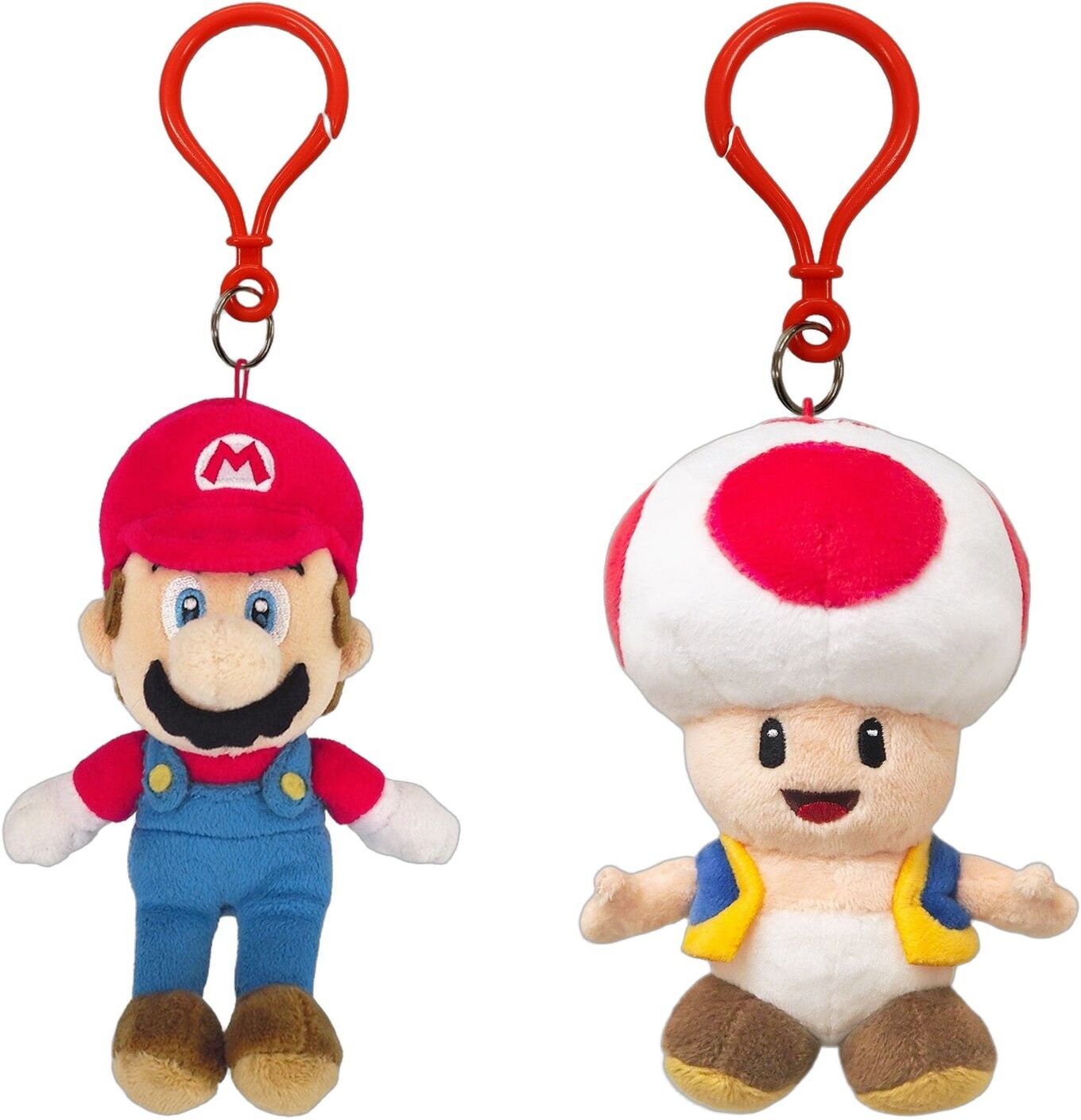 SAN-EI Nintendo Plush Keychain Bundle - Mario & Toad