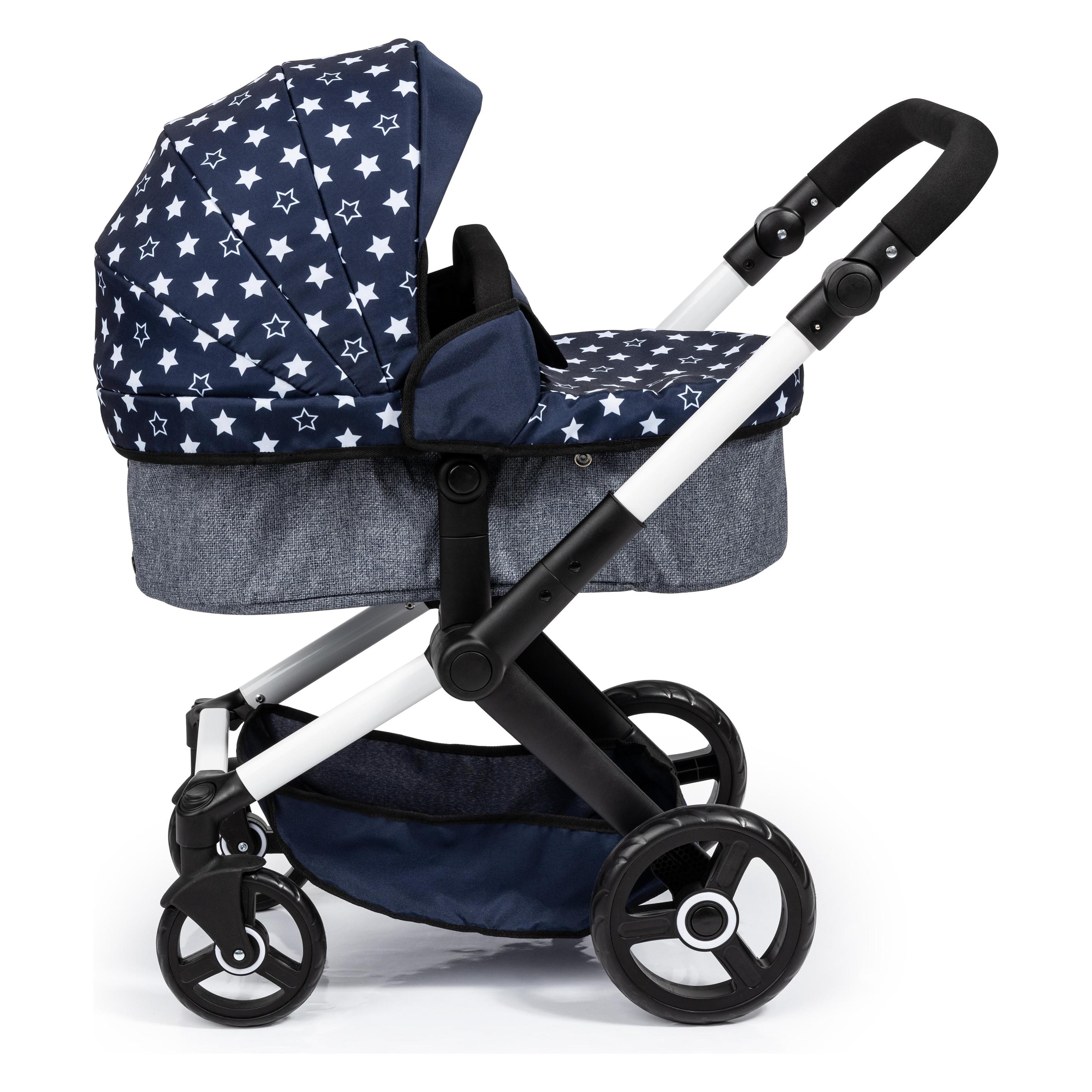 Bayer Design 17015AA Combi Poppenwagen Xeo, tas, blauw, sterren (17015AA)