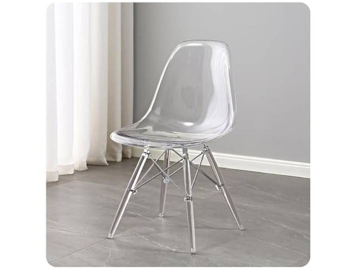 LIKUHLI Moderne Esszimmerstühle aus durchsichtigem Kunststoff im Mid-Century-Stil, 4er-Set, vormontiert, stilvolle Küchenstühle für das Esszimmer, maximale Tragkraft: 150 kg