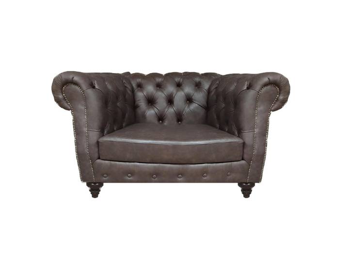 Xlmoebel Chesterfield-Sessel Brauner Ledersessel im eleganten Chesterfield-Design (Sessel), Hergestellt in Europa