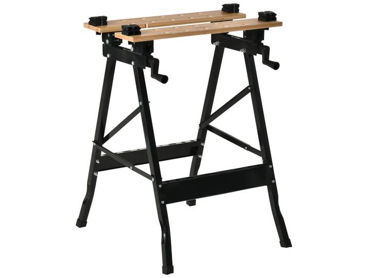 ComfortXL Werkbank De-18998 klappbar mit 4 Schraubzwingen Schwarz, Metall, 60.5x78x63.5 cm, Freizeit & Co, Heimwerken, Werkstatteinrichtung, Werkbänke