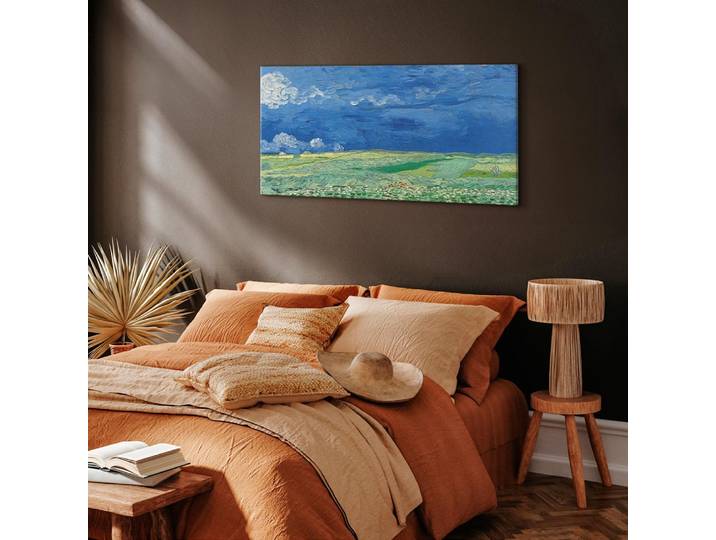 Toile Nuage d'orage au champ de blé Feutre Bleu/Bleu 60 x 30cm