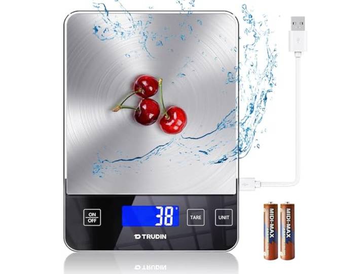 15 kg Lebensmittelwaage, NASA-Qualität, digitale Küchenwaage, misst präzise Gramm und Unzen zum Backen und Kochen, wasserdichtes gehärtetes Glas und Edelstahl-Plattform