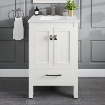 "Eviva Aberdeen 24""W Bath Vanity with Carrara Quartz Top"
