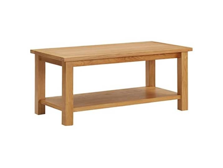 Tmriohed Couchtisch 90x45x40 cm Eiche Massivholz mit Ablagefach Rustikaler Beistelltisch aus Eiche und MDF Furnier mit unterer Ablage für Wohnzimmer und Aufenthaltsraum.