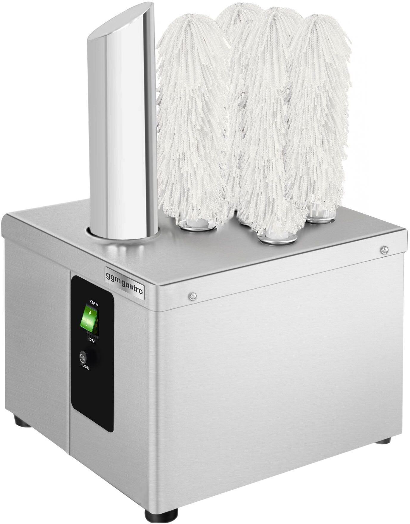 GGM Gastro Glaspolijstmachine - 1,49kW - 300-450 glazen/uur - 5 borstels - met luchtblowers zilver