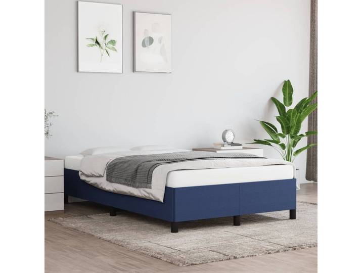 furnicato Bett Boxspring-Bettrahmen Stoff Blau 193x140x35 cm (1-tlg), Atmungsaktives Boxspringgestell mit stabilen Beinen für Schlafzimmer
