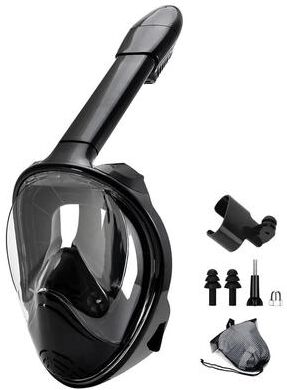 Uplift Essentials Full Face Snorkel Mask With Detachable Camera Mount Wide View AntiFog AntiLeak For Youth And Adults allblack s m