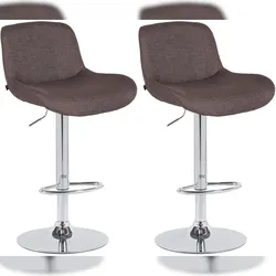 CLP 2er Set Barhocker Solon Chrom dunkelbraun/Stoff