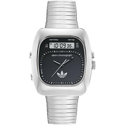 Chronograph ADIDAS ORIGINALS "RETRO WAVE THREE", silber (silberfarben, schwarz), Armbanduhren, Damen, silberfarben, Chronograph, Armbanduhr, Herrenuhr, Damenuhr,Edelstahlarmband,Stoppfunktion,digital