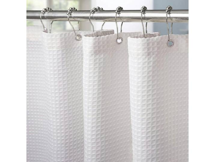 Duschvorhang Waffelstoff Weiß 182 x 182 cm, 182x182 cm, Heimtextilien, Badtextilien, Duschvorhänge