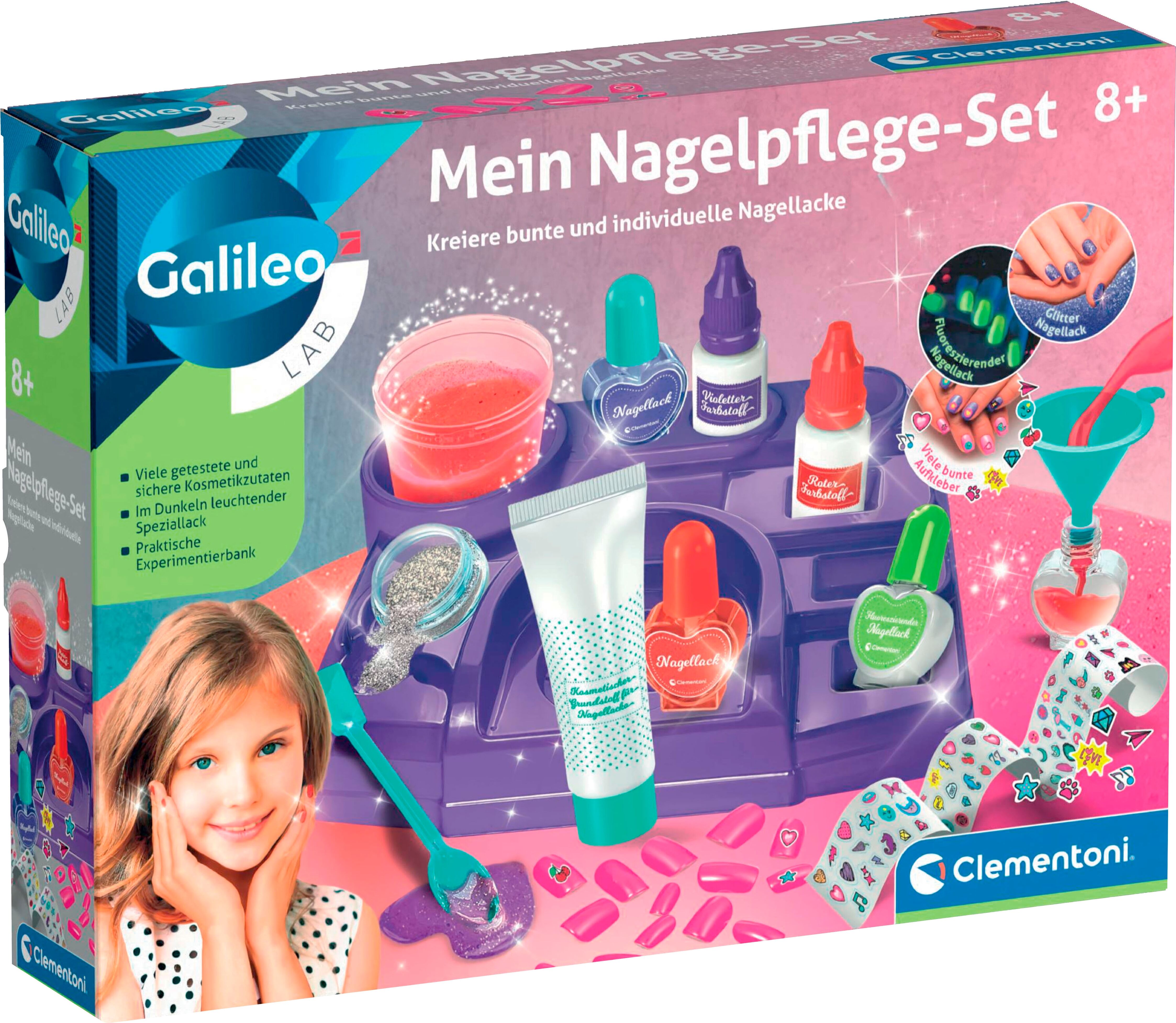 Experimentierkasten CLEMENTONI "Galileo Lab, Mein Nagelpflege-Set", bunt (weiß, neutral), Experimentierkästen, Kinder, Experimentierkasten, Made in Europe