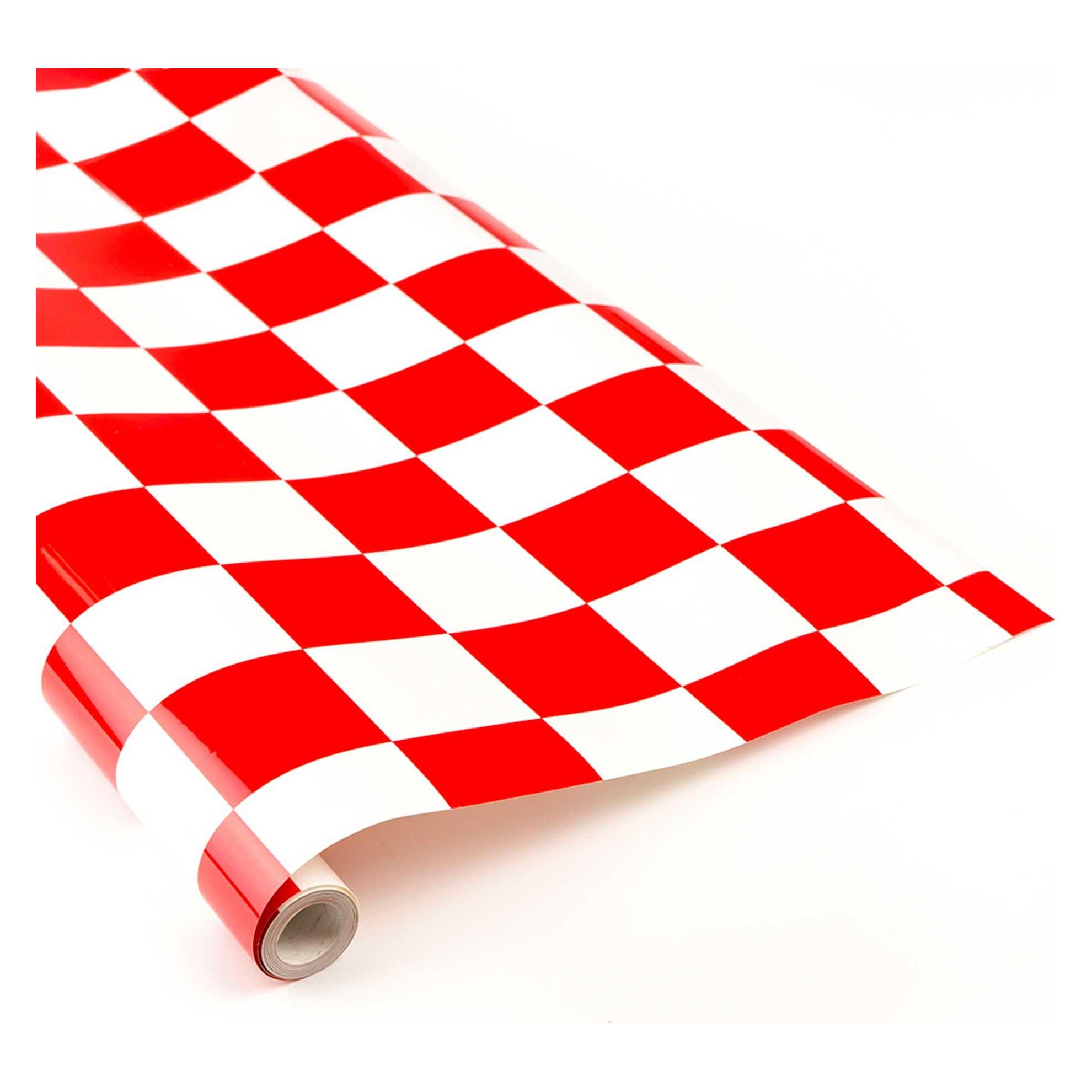 Planet-Hobby Bügelfolie Karo Rot+Weiss 2 Meter (LS-MP-02-007-2m)