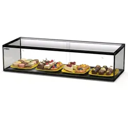 MBH - MAQUINARIA BAR HOSTELERIA MBH - Neutrale Vitrine mit LED-Beleuchtung, 92 cm, 1 Ebenen, für Gastronomie. Neutrales Glasdisplay für Gebäck und Süßwaren.
