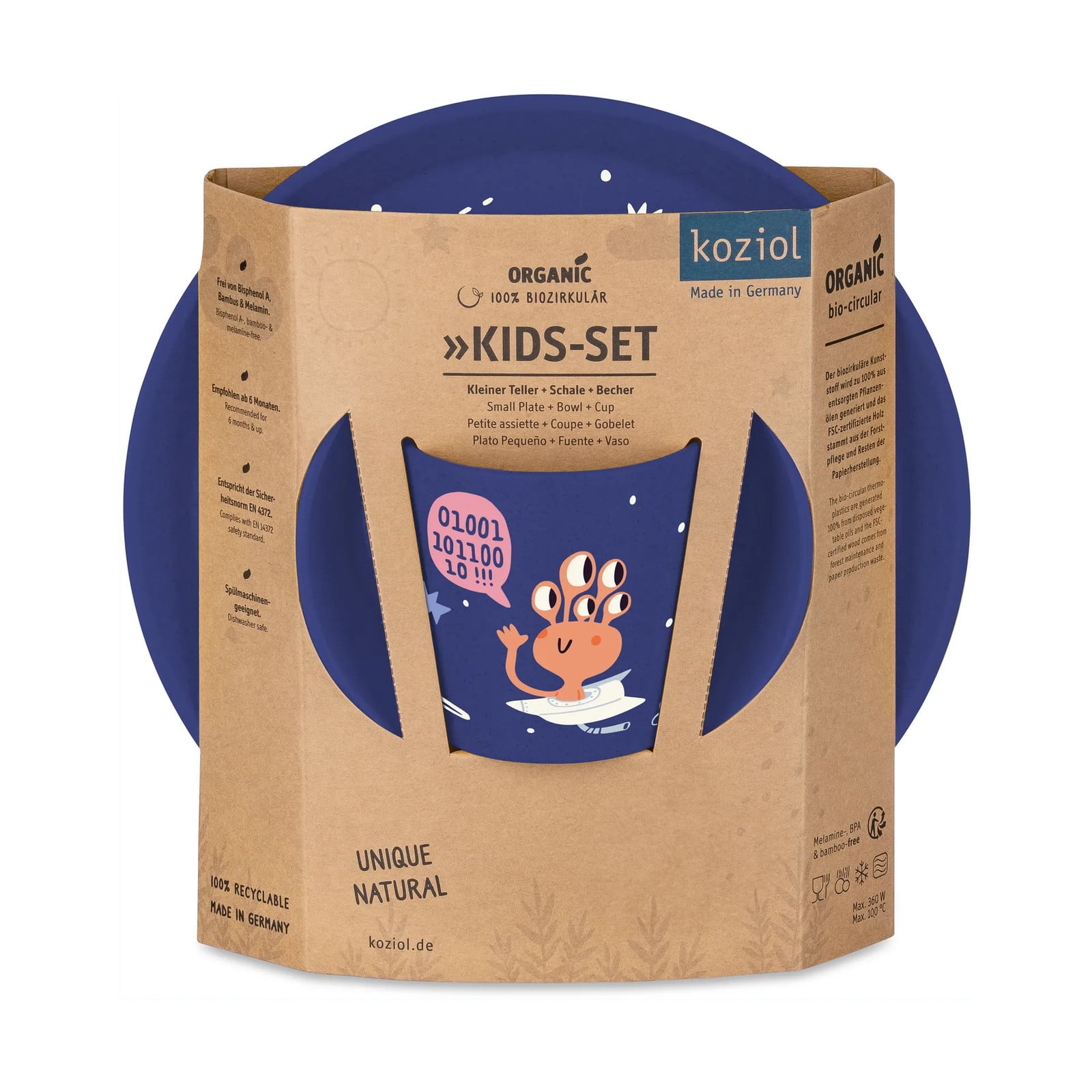 Koziol Connect 3-delig kinderservies blauw