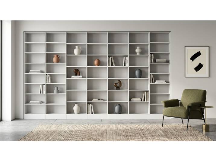 Design de bibliothèque large sur mesure Mélaminé premium Blanc gris