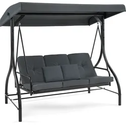 M MCombo Hollywoodschaukel mit Liegefunktion, Gartenschaukel 3 Sitzer wetterfest, Outdoor Schaukelbank mit verstellbarem Dach, 187*118*175 cm, 4088 (Dunkgelgrau)