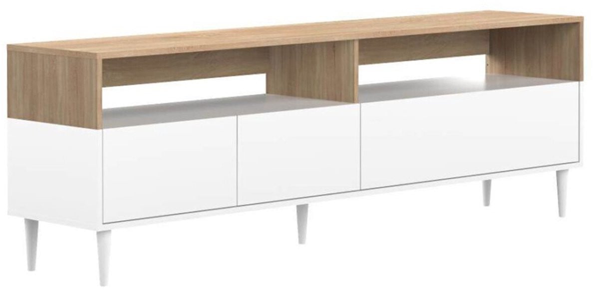 Modern TV-meubel Delena Wit - Eik
