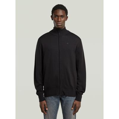 Cardigan G-STAR "Premium Core Full Zip Knit", Herren, Gr. S, schwarz (dk schwarz), Obermaterial: 100% Wolle, Strickjacken