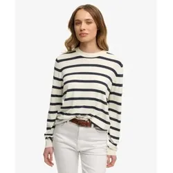 Superdry für Damen. W6110707A Essential Pullover mit Streifen in Ecru und Marineblau (S), Weiß, Lässig, Viskose