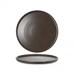 Reaktivbraune, flache Teller, Ø 20 cm, H 1,7 cm, stapelbar, Feinporzellan, Digitaldruck, Rinart, 6er-Packung