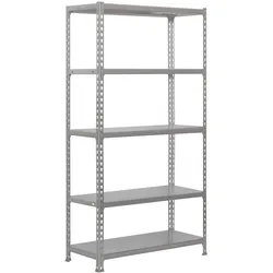 SimonRack Metallregal, 2000x1000x300 mm, 5 Ebenen, Metallboden, 180 kg Biegepunkt, Grau - Simonclick