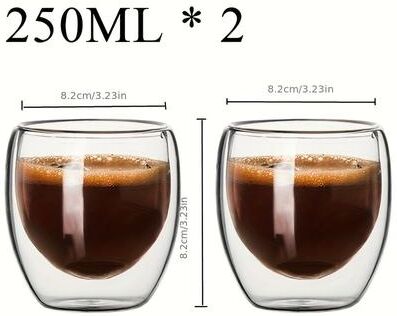 Perfect Picks Market Handmade Double Wall Glass Cup Insulated Mini Espresso Coffee And Tea Mug 250ml