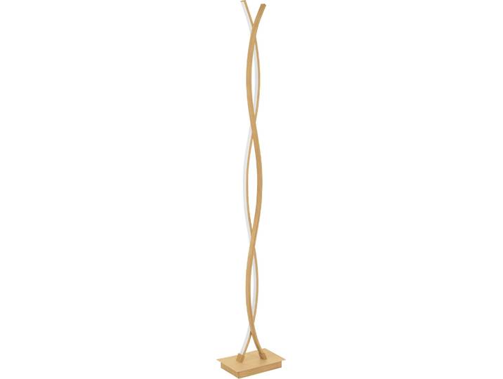 Lampadaire LED EGLO Lasana 4\, lampe design pour salon\, lampadaire incurvé\, métal aspect bois\, blanc chaud\, 143 cm