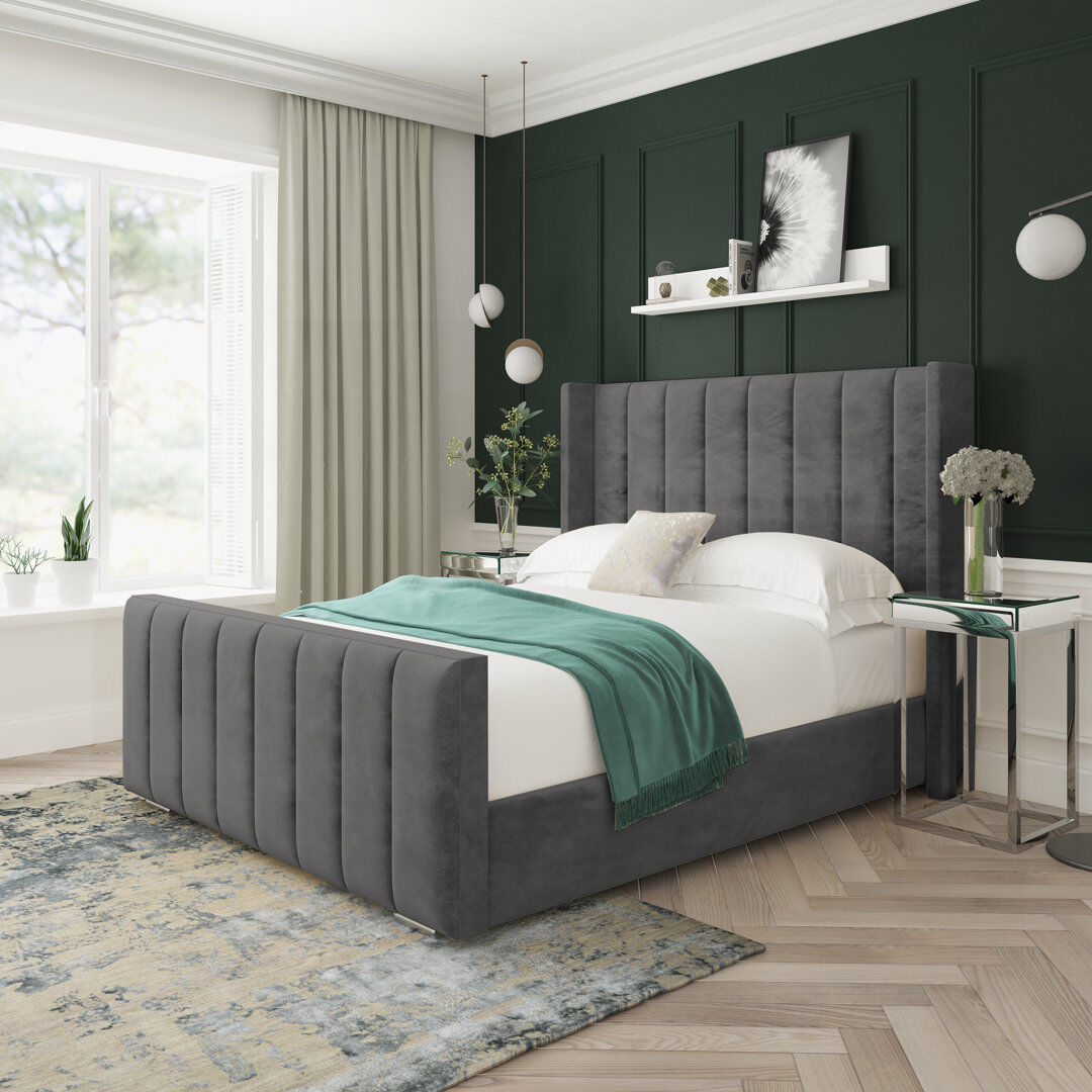 Lark Manor Willow Conistan Upholstered Bed Frame Steel Kingsize (5')