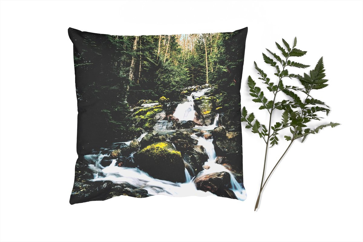 PillowMonkey Sierkussen Natuur Waterval Bomen Herfst 40x40 cm