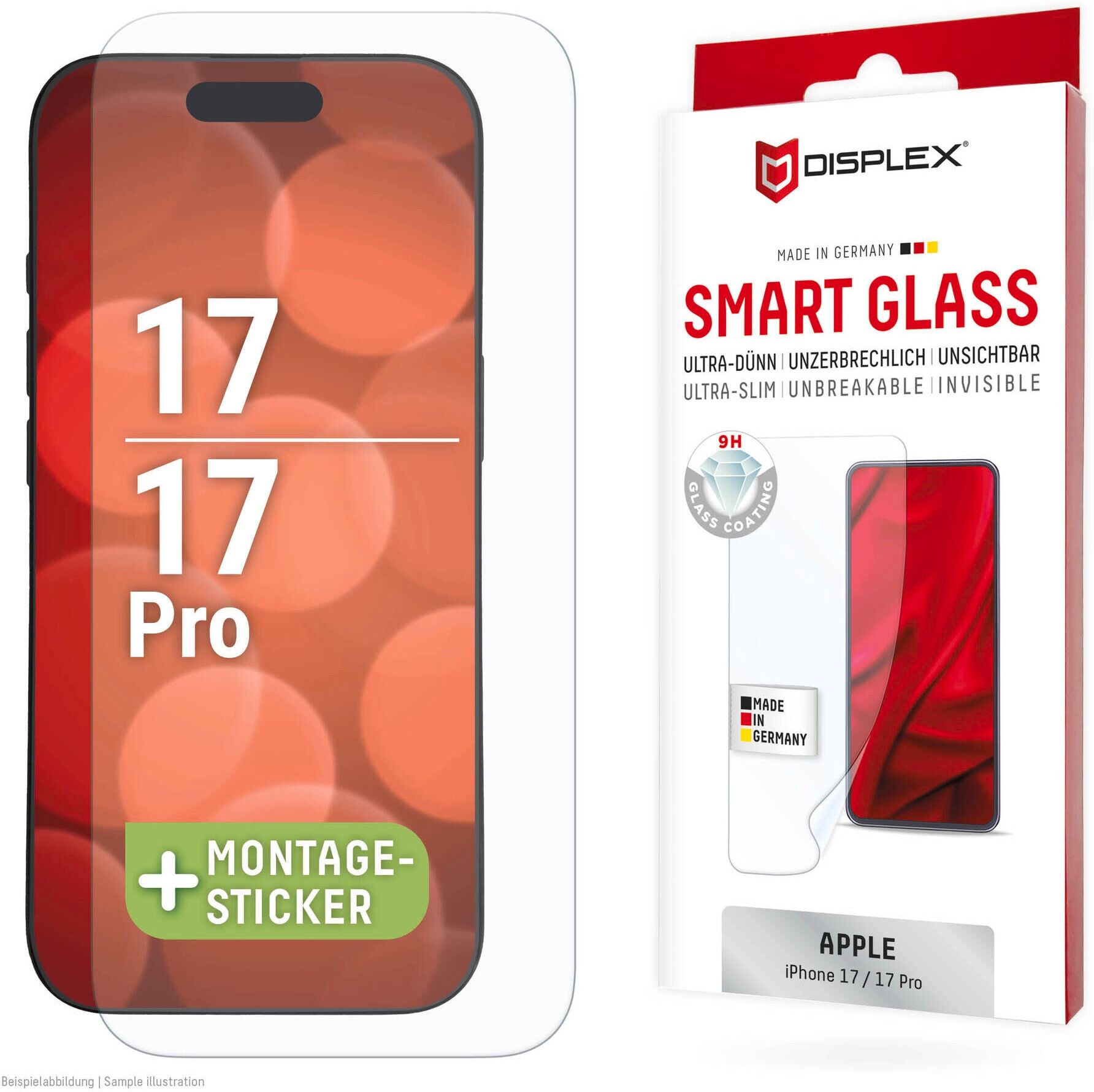 Displex Displayschutzglas "Smart Glass Screen Protector", weiß (transparent), B:11cm H:1,2cm T:19,5mm, Displayfolien, Displayschutzfolie, Schutzfolie, Bildschirmschutz, kratz- & stoßfest, Displayschutzglas