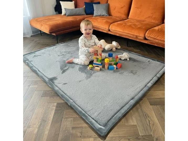 VIMODA Teppich Baby Spielmatte kinderteppich Krabbeldecke hochwertigem Schaum rutschfest,Farbe:Grau;Maße:200x280 cm
