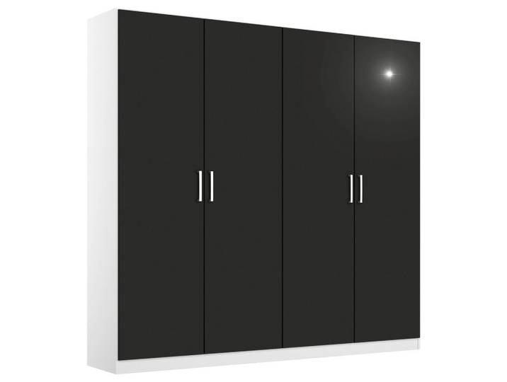 Rauch Möbel Drehtürenschrank, Weiß, Grau, 4 Fächer, 181x210x54 cm, Blauer Engel, Goldenes M, Schlafzimmer, Kleiderschränke, Drehtürenschränke