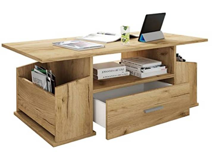 VCM Houten bijzettafel Salontafel Sofa-tafel Woonkamertafel Lade Junata Houten bijzettafel Salontafel Sofa-tafel Woonkamertafel Lade Junata Honing eik