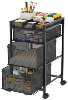 No Rolling Utility Cart with Drawers