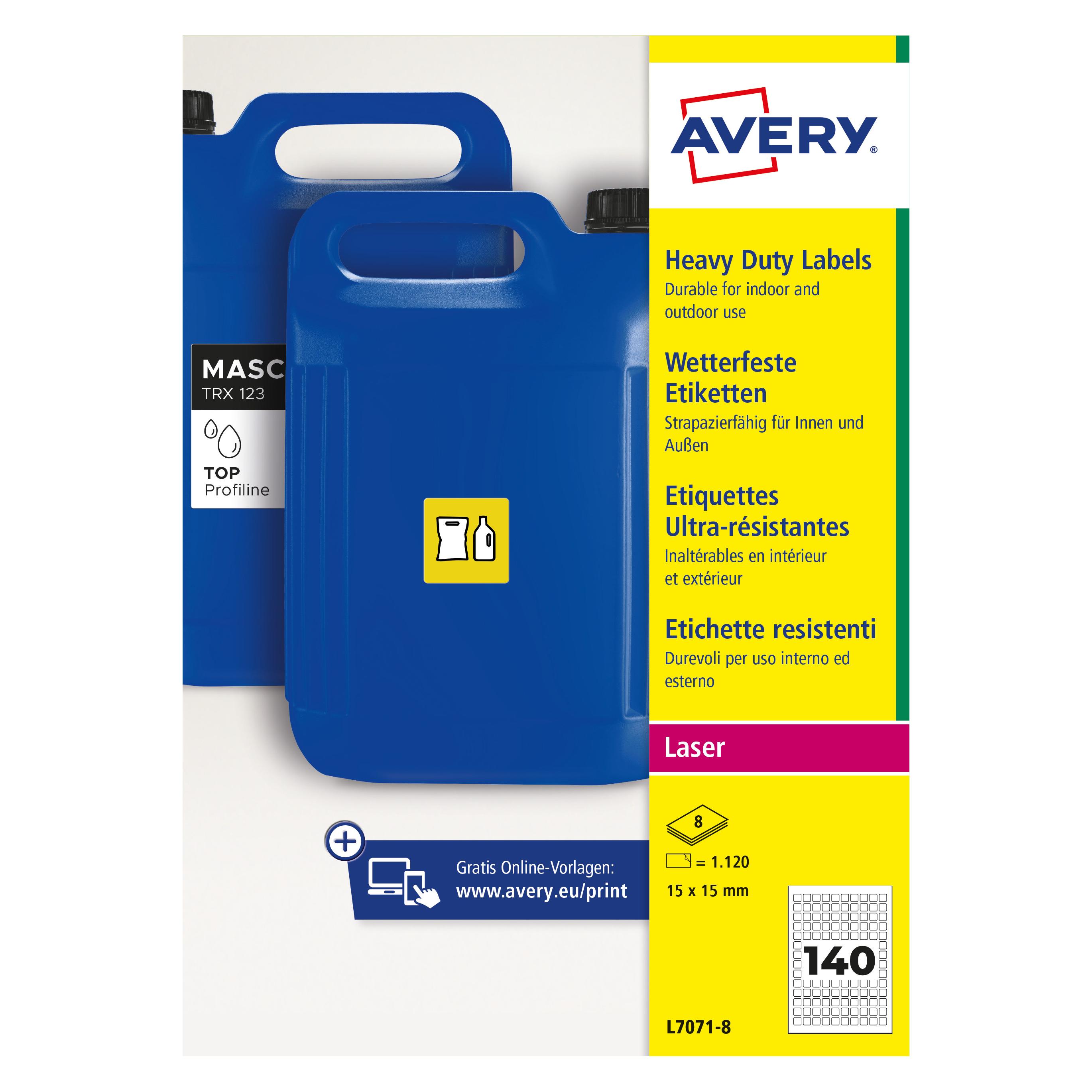 Avery Folienetiketten 15x15 PPWR weiss (L7071-8)