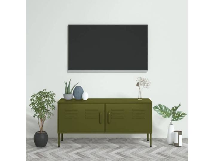 Banc TV Vert Magnifique - Meuble TV - Armoire TV Pour Téléviseur - Vert olive 105x35x50cm Acier CL1493364