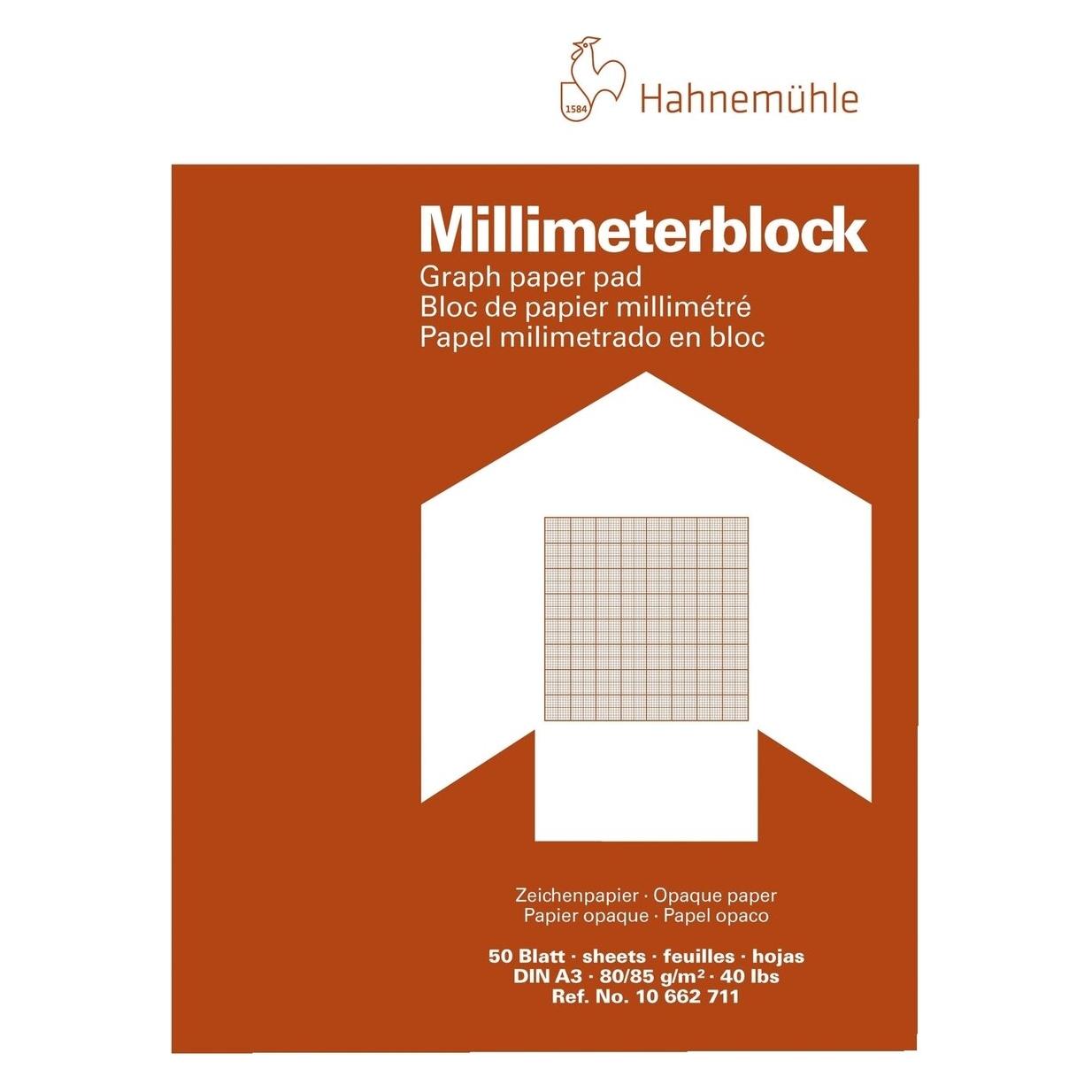 Hahnemühle Millimeterpapierblock A3 50Bl 80g rot (A3, Speziallineatur) (10662711)