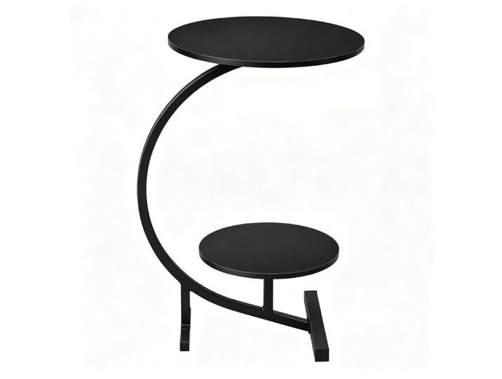 Table basse ronde – MDF et métal – double plateau – noire