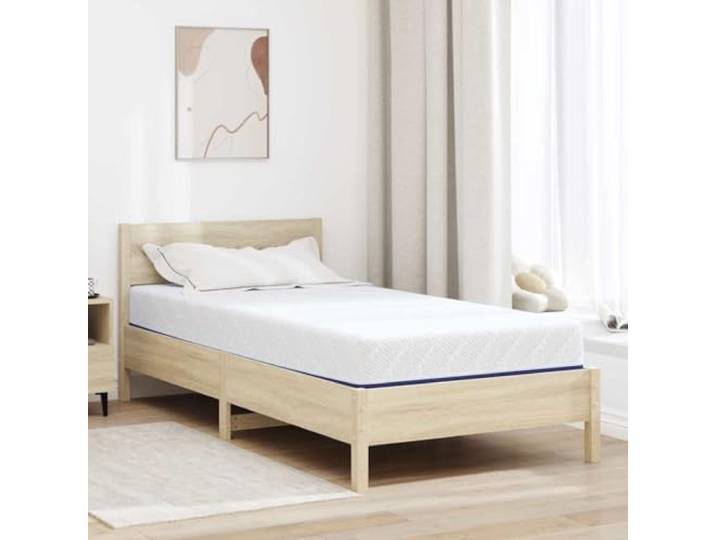 KTHLBRH Matratze Weiß Blau 90x190 cm Gel-Schaumstoff Jacquard-Stoff Mittelfester Komfort, Wärmeableitung, minimalistisches Design, langlebige Schaumdichte, pflegeleichte Oberfläche