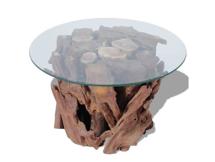 Table basse BINGO - Table de salon - Bois flottant de teck massif 60 cm 15545