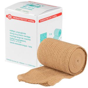Nobamed Kompressionsbinden Nobastretch kräftig, Langzug, dauerelastisch, beige, atmungsaktiv, 8 cm x 7 m