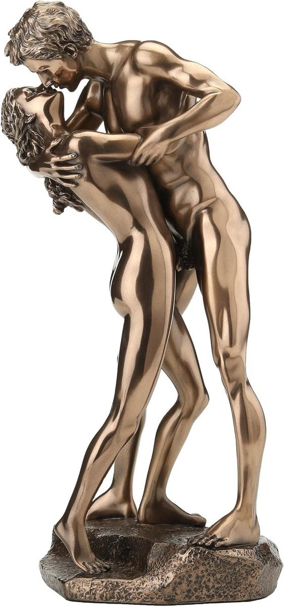 Staand paar sculptuur Kus beeld in brons voor woonkamer decoratie, Hoogte: 29 cm